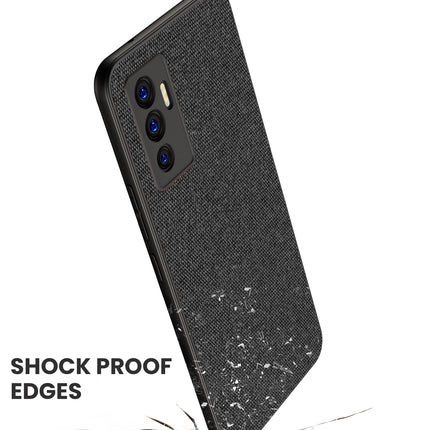 Soft Fabric Hybrid Protective Back Case Cover for Vivo V23E (Black)