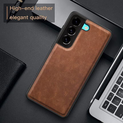 Tux Back Case For Samsung Galaxy S21 FE , Slim Leather Case with Soft Edge Shockproof Back Cover (Brown)