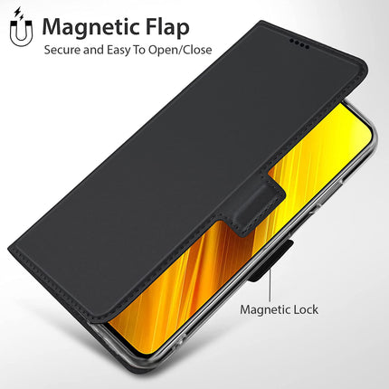 Mobizang Noble Slim Magnetic Leather Flip Case Cover for Samsung Galaxy S21 FE (Black)