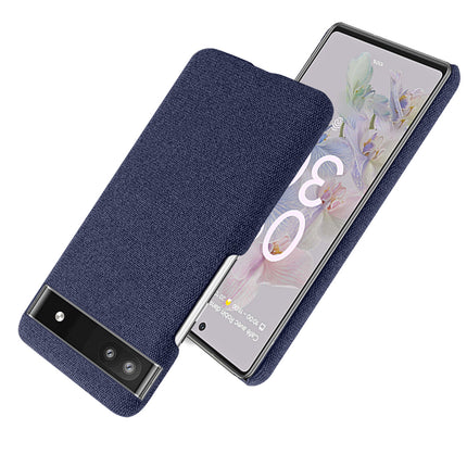 Mobizang Woven Soft Fabric Case for Google Pixel 6A Back Cover, Shock Protection Slim Hard Anti Slip Back Cover (Blue)