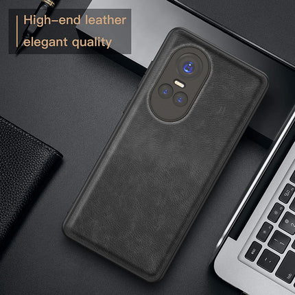 Mobizang Tux Leather Back Cover for Oppo Reno 10 / Reno 10 PRO | Slim Shockproof Camera Protection Bumper Case (Black)