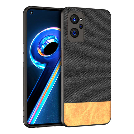 Soft Fabric & Leather Hybrid Protective Case Cover for Realme 9i (Black ,Brown)
