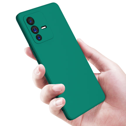 Matte Lens Protective Back Cover for Vivo V23 , Slim Silicone with Soft Lining Shockproof Flexible Full Body Bumper Case (Green)