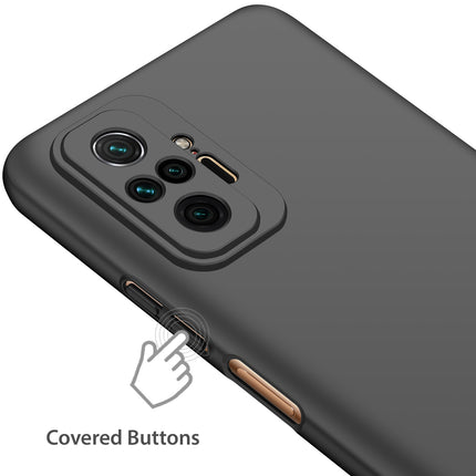 Silk Smooth Finish [Full Coverage] All Sides Protection Slim Back Cover For Xiaomi Redmi Note 10 Pro /  Note 10 Pro Max (Black)