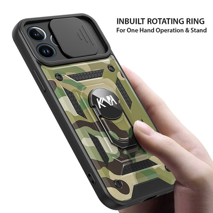 Tank Back Cover for Apple iPhone 12 Pro Max (6.7) , Inbuilt Ring & Slider [Military Grade Protection] Shockproof Lens Protection Case (Green)