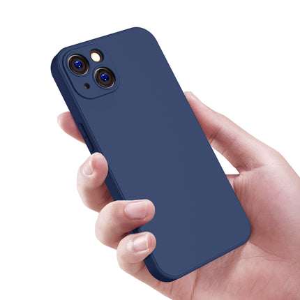 Matte Lens Protective Back Cover for Apple iPhone 13 (6.1) , Slim Silicone with Soft Lining Shockproof Flexible Full Body Bumper Case (Blue)