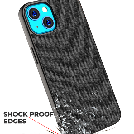 Soft Fabric Hybrid Protective Back Case Cover for Apple iPhone 13 (Black)