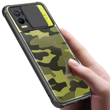 Camo Slider Back Cover for Realme 8 Pro / Realme 8 (4G) , [Military Grade Protection] Shockproof Slim Clear Camera Shield Bumper Back Case (Black)
