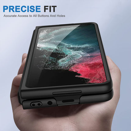 Mobizang Ultra Thin PC Case with Golden Lens Ring for Galaxy Z Fold4 - Black