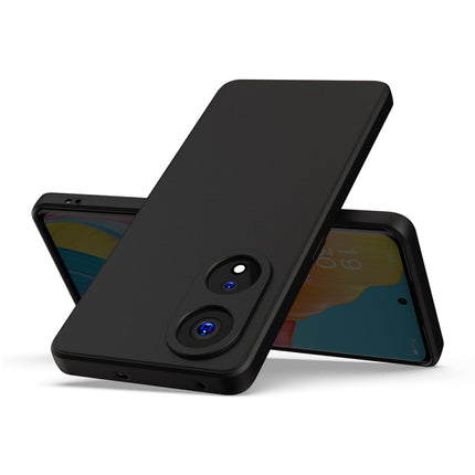 Mobizang Matte Protective Lens Flexible Back Cover for Oppo Reno 8T (5G) | Slim Silicone with Soft Lining Shockproof Full Body Bumper Case (Black)