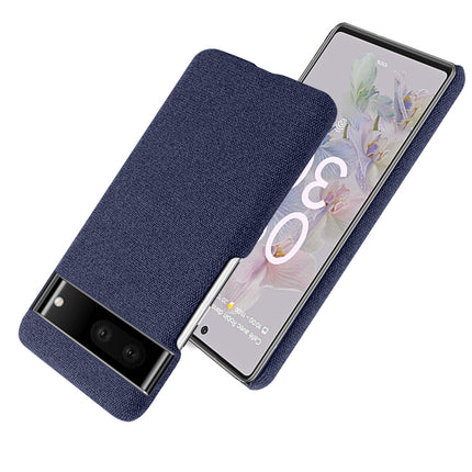 Mobizang Woven Soft Fabric Case for Google Pixel 7 Back Cover, Shock Protection Slim Hard Anti Slip Back Cover (Blue)