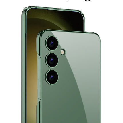 Mobizang Phantom Ultra Thin Back Case for Samsung Galaxy S24 Cover | Inbuilt Kick Stand Electroplated Edges Full Body Protection Back Cover (Green)