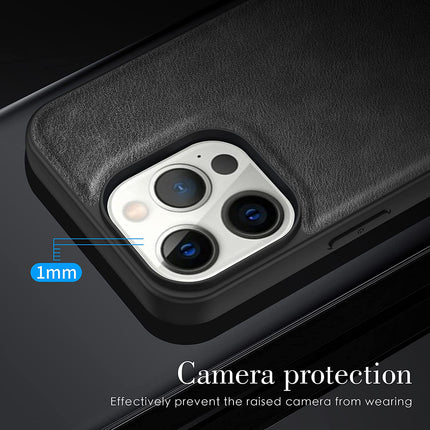 Tux Back Case for Apple iPhone 13 Pro Max , Slim Leather Case with Soft Edge Shockproof Back Cover (Black)