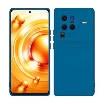 Matte Lens Protective Shockproof Flexible Back Cover for Vivo X80 Pro, Slim Silicone with Soft Lining Shockproof Flexible Full Body Bumper Case (Blue)