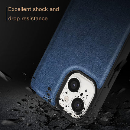 Tux Back Case for Apple iPhone 13 , Slim Leather Case with Soft Edge Shockproof Back Cover (Black,Blue)