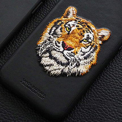 Santa Barbara Roar Series Luxury Leather Back Cover for Apple iPhone 13 , Black