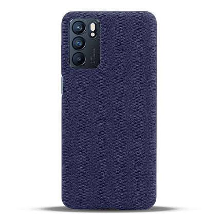 Woven Soft Fabric Case for Oppo Reno 6 Back Cover, Shock Protection Slim Hard Anti Slip Back Cover (Blue)