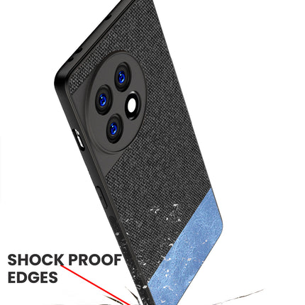 Mobizang Soft Fabric & Leather Hybrid for OnePlus 11R Back Cover | Shockproof Hybrid Slim Hard Anti Slip Back Case (Black, Blue)