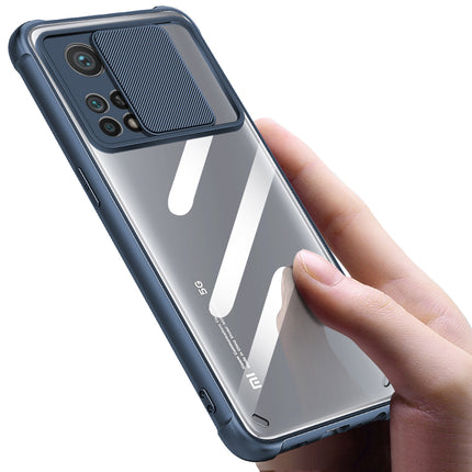 Slider Back Cover for Mi 10T / Mi 10T PRO , [Military Grade Protection] Shockproof Slim Clear Camera Shield Bumper Back Case (Blue)