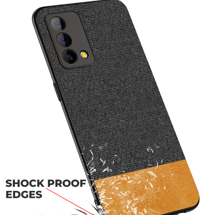 Soft Fabric & Leather Hybrid Protective Case Cover for Realme GT Master (Black,Brown)