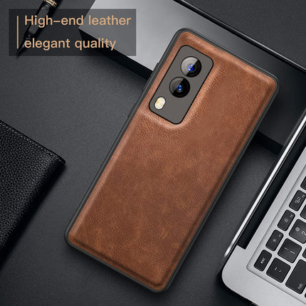 Tux Back Case For Vivo V21E (5G) , Slim Leather Case with Soft Edge Shockproof Back Cover (Brown)
