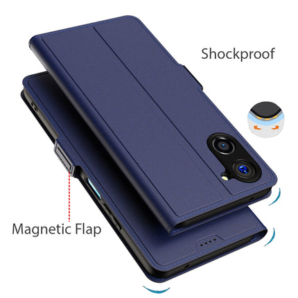 Mobizang Noble Slim Magnetic Leather Flip Case Cover for Realme 10 PRO | Card Holder Stand Leather Flip Wallet Case (Blue)