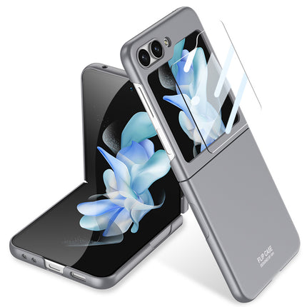 Mobizang Ultra Thin Back Case for Samsung Galaxy Z Flip 5 with Inbuilt Glass | Full Body Protection Hard Back Cover , Grey