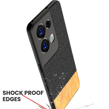 Mobizang Soft Fabric & Leather Hybrid Protective Back Case Cover for Oppo Reno 8 PRO (5G) (Black,Brown)