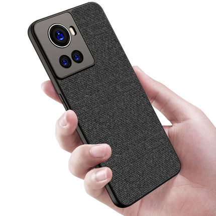 Soft Fabric Hybrid Protective Back Case Cover for Oneplus 10R (Black)