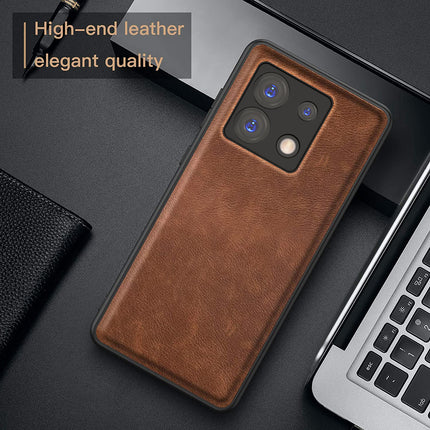 Mobizang Tux Leather Back Cover for Redmi Note 13 PRO | Slim Shockproof Camera Protection Bumper Case (Brown)