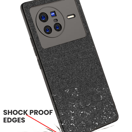Soft Fabric Hybrid Protective Back Case Cover for Vivo X80 (Black)