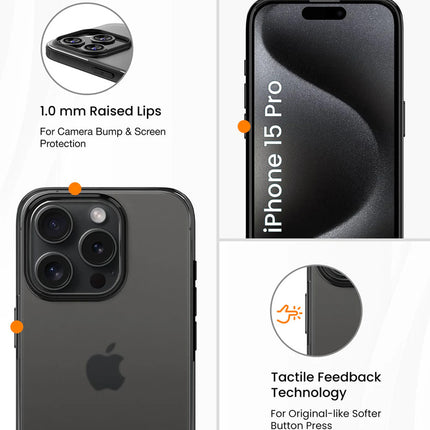 Mobizang Shield Frosted Acrylic Back Shock Proof Case Cover for Apple iPhone 15 Pro Max (Black)