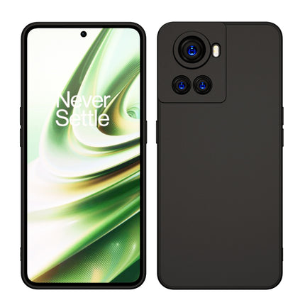 Matte Lens Protective Shockproof Flexible Back Cover for OnePlus 10R, Slim Silicone with Soft Lining Shockproof Flexible Full Body Bumper Case (Black)