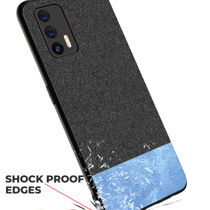 Soft Fabric & Leather Hybrid Protective Case Cover for Realme GT (5G) (Black,Blue)