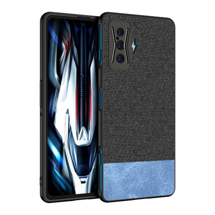 Soft Fabric & Leather Hybrid Protective Case Cover for Redmi K50 Gaming Edition (Black ,Blue)