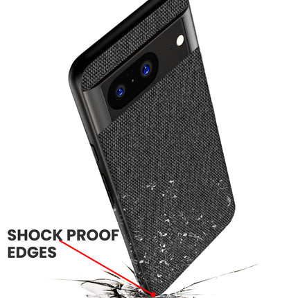 Mobizang Soft Full Fabric Protective Back Case Cover for Google Pixel 8 | Shockproof Slim Hard Anti Slip Back Case (Black)
