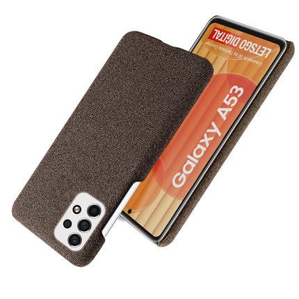 Mobizang Woven Soft Fabric Case for Samsung Galaxy A53 (5G) Back Cover, Shock Protection Slim Hard Anti Slip Back Cover (Brown)