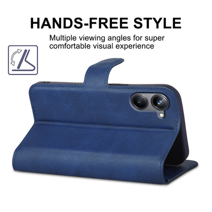 Mobizang Prime Slim Magnetic Flip Cover for Realme 10 Pro (5G) | PU Leather Shockproof Folio Case with Card Holders RFID Blocking Kickstand (Blue)