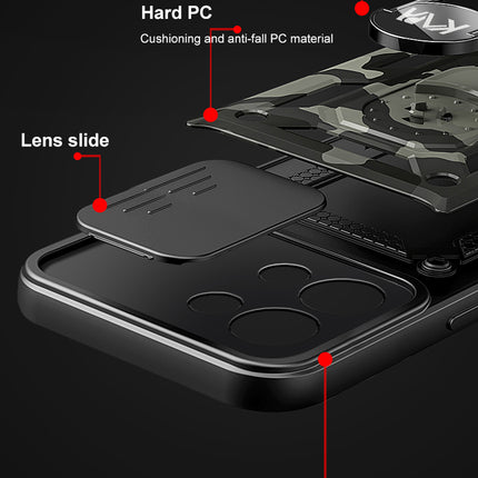 Mobizang Tank Back Cover for Oppo Reno 8 Pro (5G) , Inbuilt Ring + Slider Shockproof Lens Protection Case (Black)