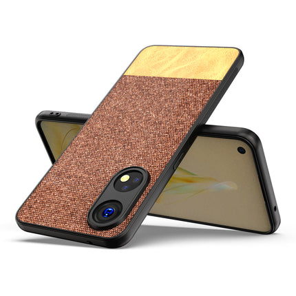 Mobizang Soft Fabric & Leather Hybrid for Oppo Reno 8T (5G) Back Cover | Shockproof Hybrid Slim Hard Anti Slip Back Case (Brown)