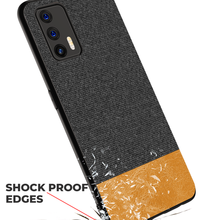 Soft Fabric & Leather Hybrid Protective Case Cover for Realme X7 Max (Black,Brown)