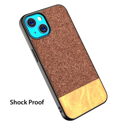 Soft fabric & Leather Hybrid Protective Case Cover for Apple iphone 13 (Brown)
