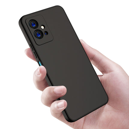 Matte Lens Protective Shockproof Flexible Back Cover for Vivo T1, Slim Silicone with Soft Lining Shockproof Flexible Full Body Bumper Case (Black)
