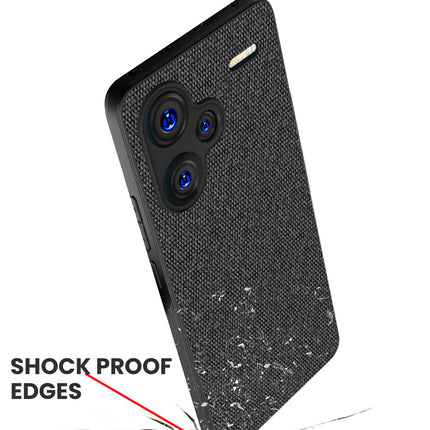 Mobizang Soft Full Fabric Protective Back Case Cover for Redmi Note 13 PRO PLUS | Shockproof Slim Hard Anti Slip Back Case (Black)