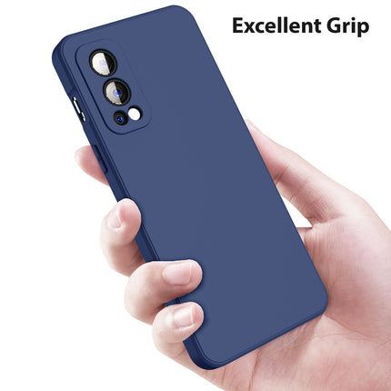 Matte Lens Protective Back Cover for OnePlus Nord 2 (5G) / One Plus Nord 2 (5G) , Slim Silicone with Soft Lining Shockproof Flexible Full Body Bumper Case , Blue