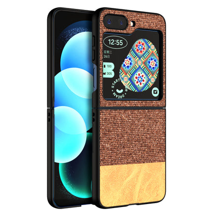 KAPA Soft Fabric & Leather Hybrid Protective Back Cover for Samsung Galaxy Z Flip 5 | Shockproof Slim Hard Anti Slip Back Case (Brown)