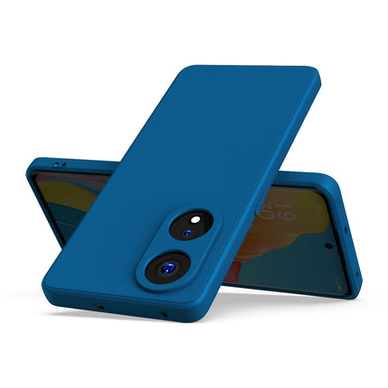 Mobizang Matte Protective Lens Flexible Back Cover for Oppo Reno 8T (5G) | Slim Silicone with Soft Lining Shockproof Full Body Bumper Case (Blue)