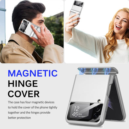 Mobizang Ultra Thin Back Cover for Galaxy Z Flip3 / Z Flip 3 ,Magnetic Hinge Protection and Inbuilt Glass Window Protection (Silver)