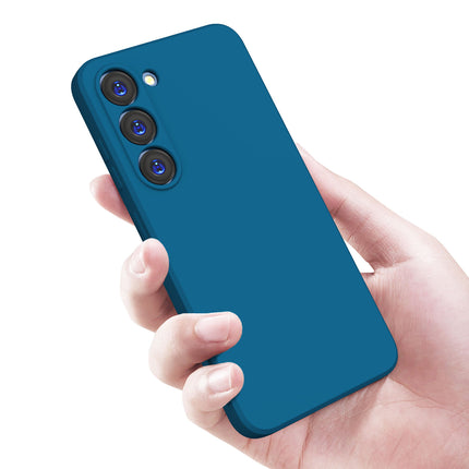 Mobizang Matte Protective Lens Flexible Back Cover for Samsung Galaxy S23 , Slim Silicone with Soft Lining Shockproof Full Body Bumper Case (Blue)