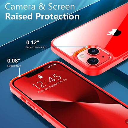 Hawkeye Clear Back Cover for Apple iPhone 13 (6.1 inch) , Camera Lens Protector Shockproof Slim Clear Case Cover (Red)